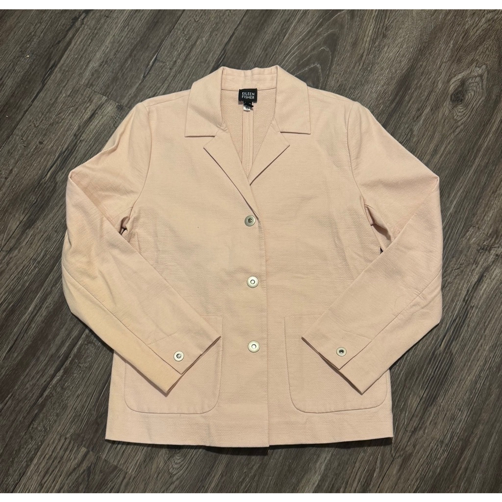 Eileen Fisher Women’s Blush Pink Snap Button Casual Blazer Size Small - Picture 2 of 8